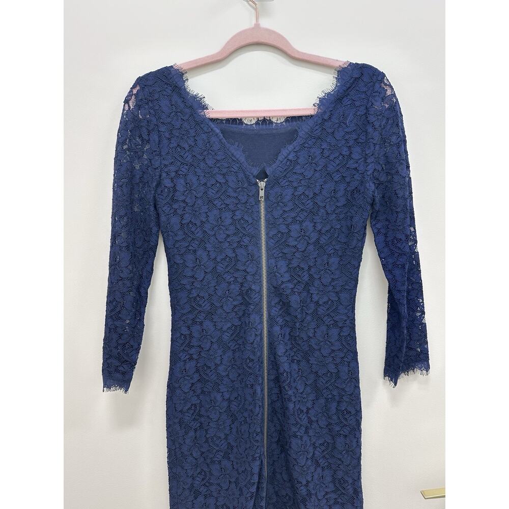 Diane Von Furstenberg Zarita Navy Lace Dress Size 6 - Picture 8 of 13
